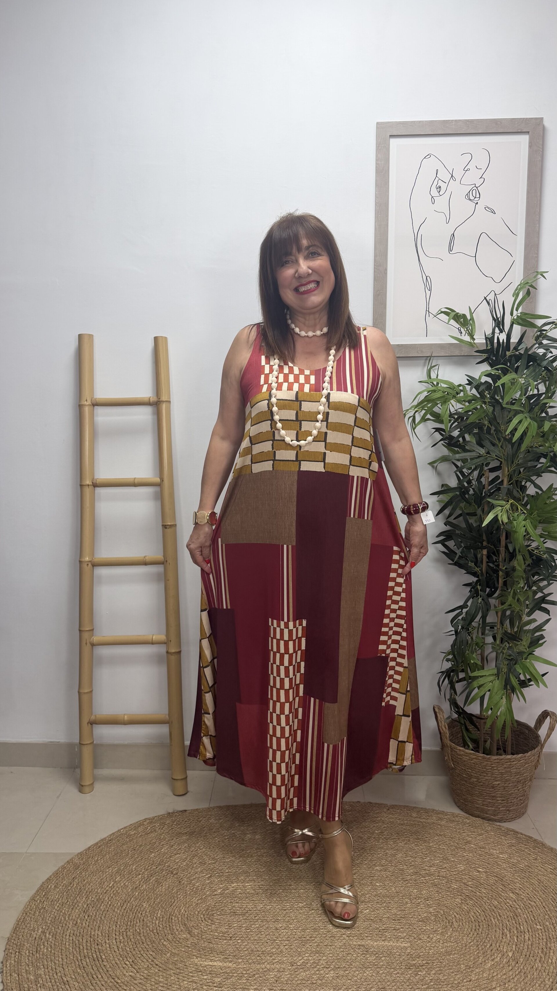 Vestido Mosaico Burdeos - 3