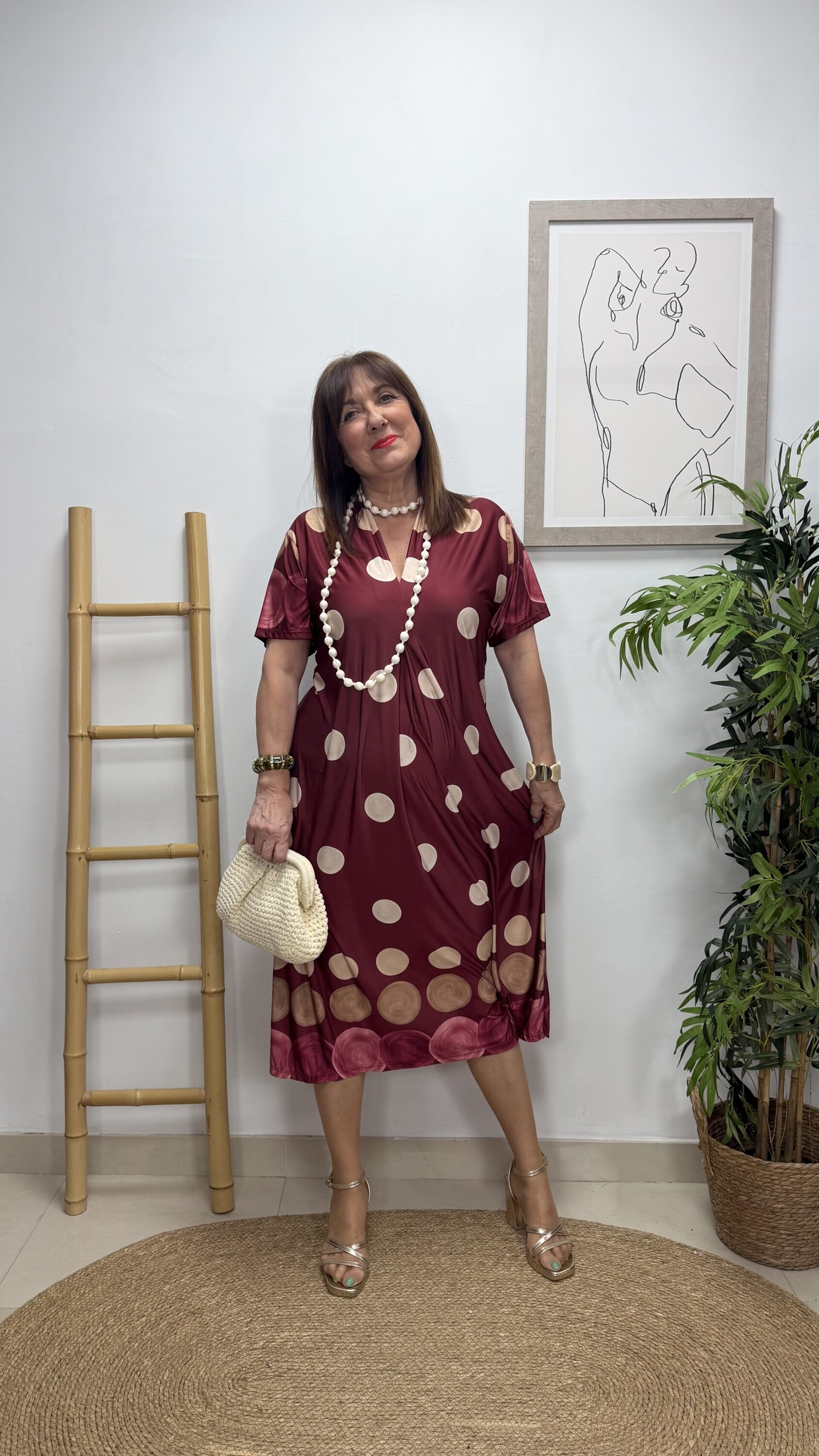Vestido Lunar Cenefa Burdeos - 1