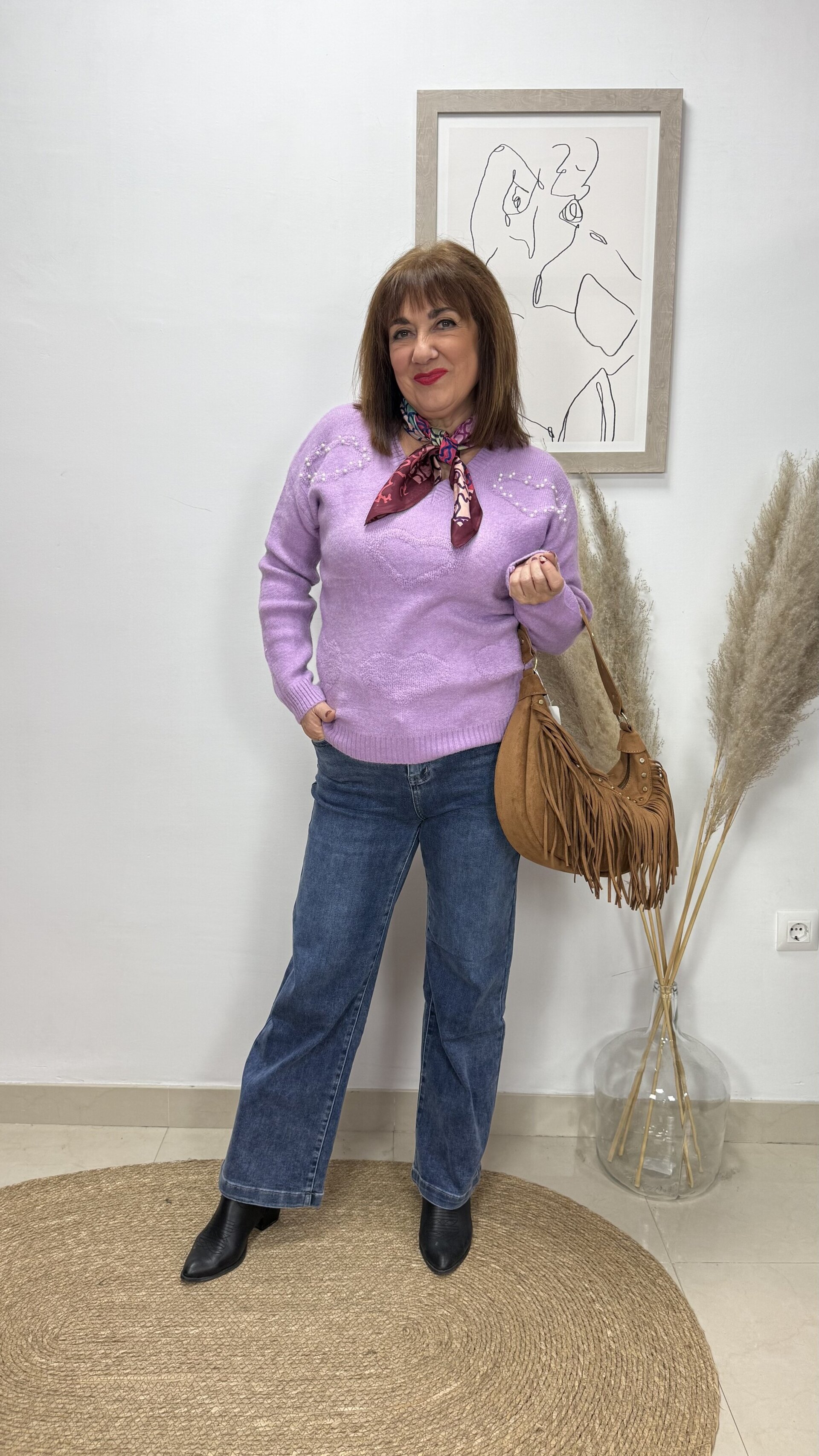 Jersey Corazón Perlas Violeta - 1