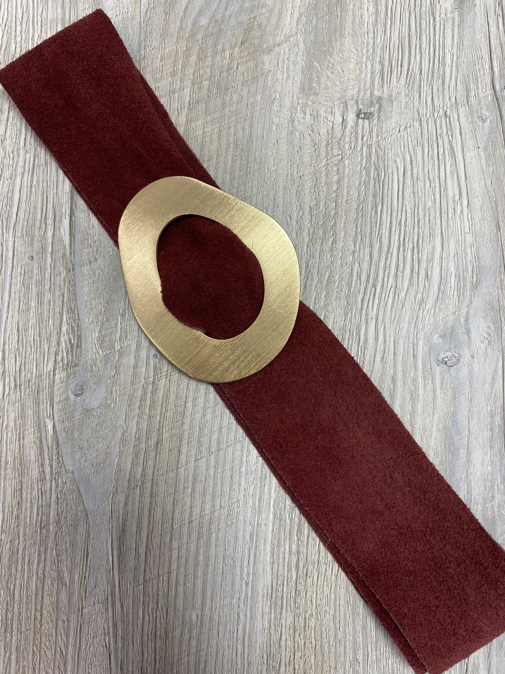 Cinturon Piel Ante Burdeos - 1