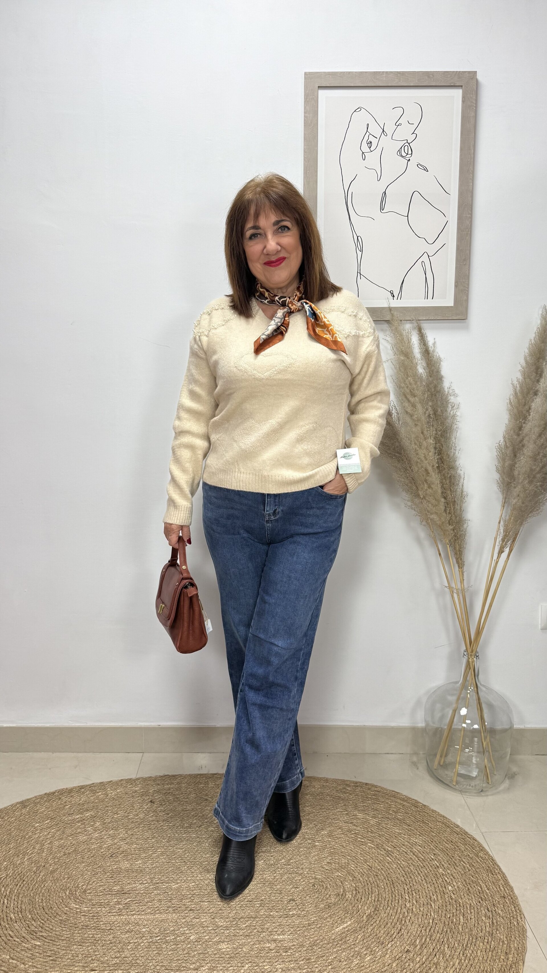 Jersey Corazón Perlas Beige - 2