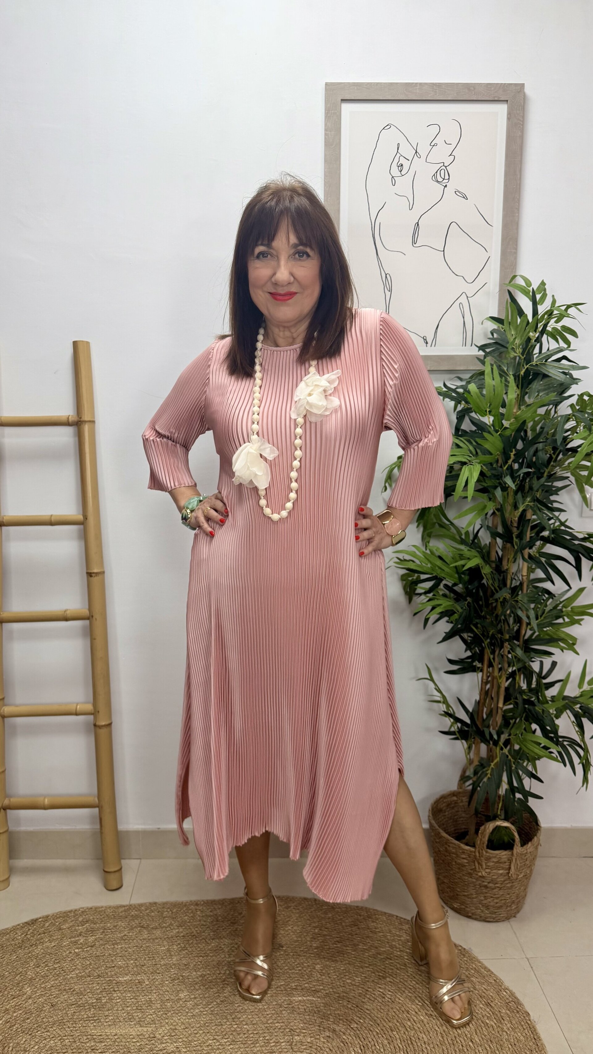 Vestido Plisado Rosa - 2