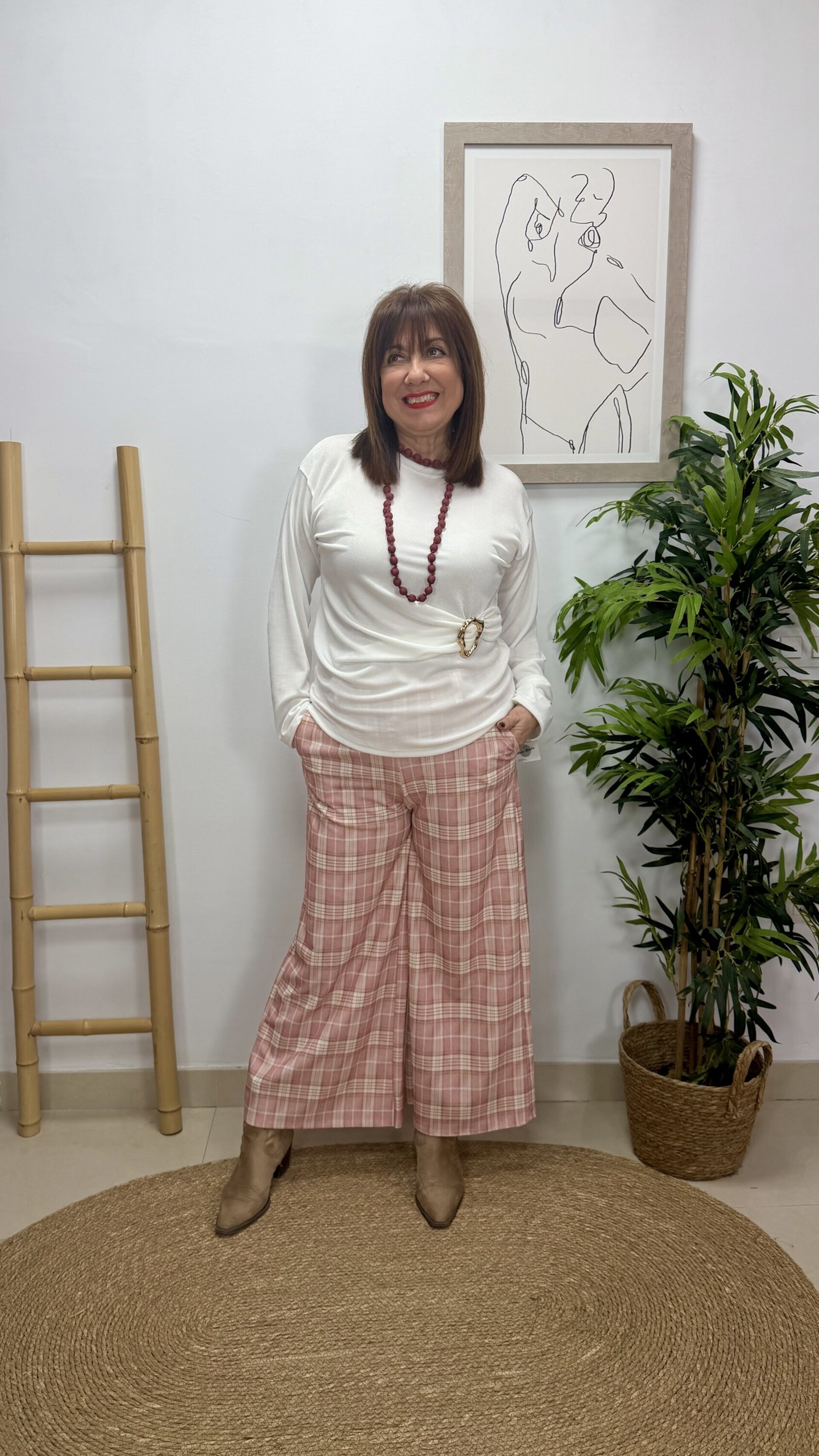 Pantalón Cuadros Rosa - 2