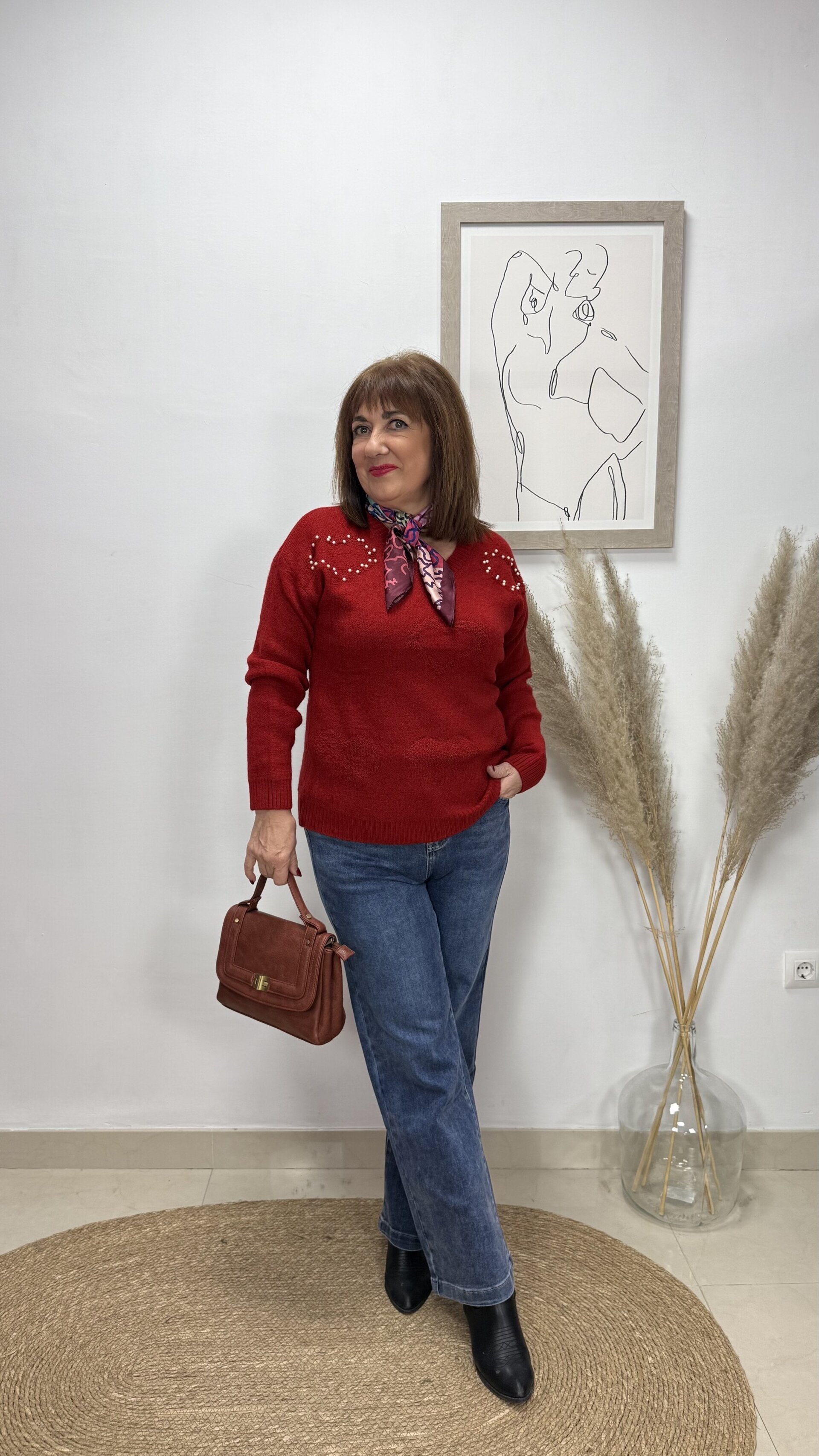 Jersey Corazón Perlas Rojo - 2