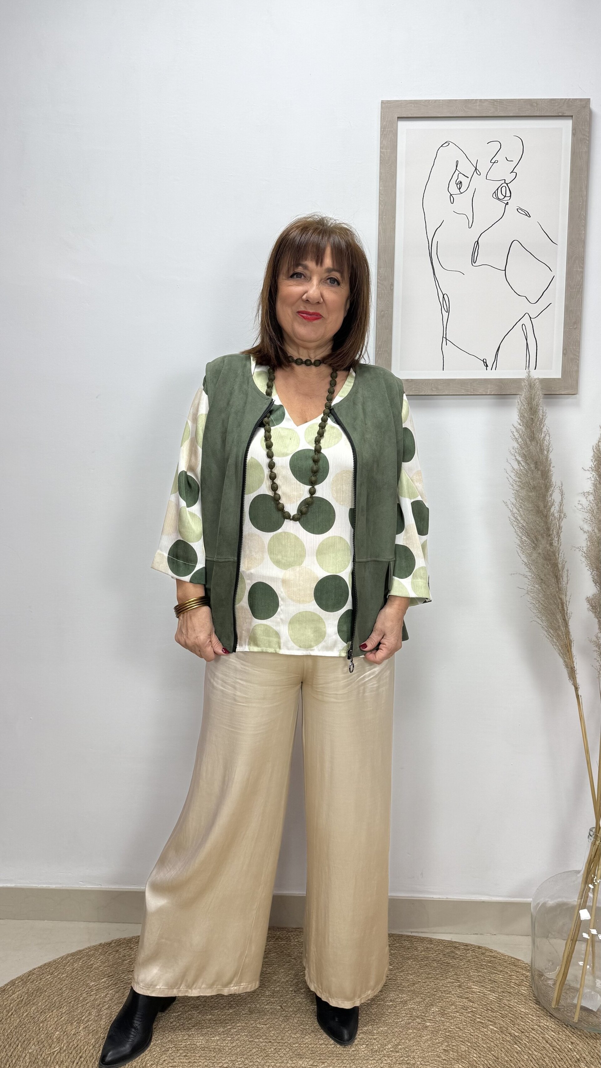 Chaleco Corto Ante Verde - 1