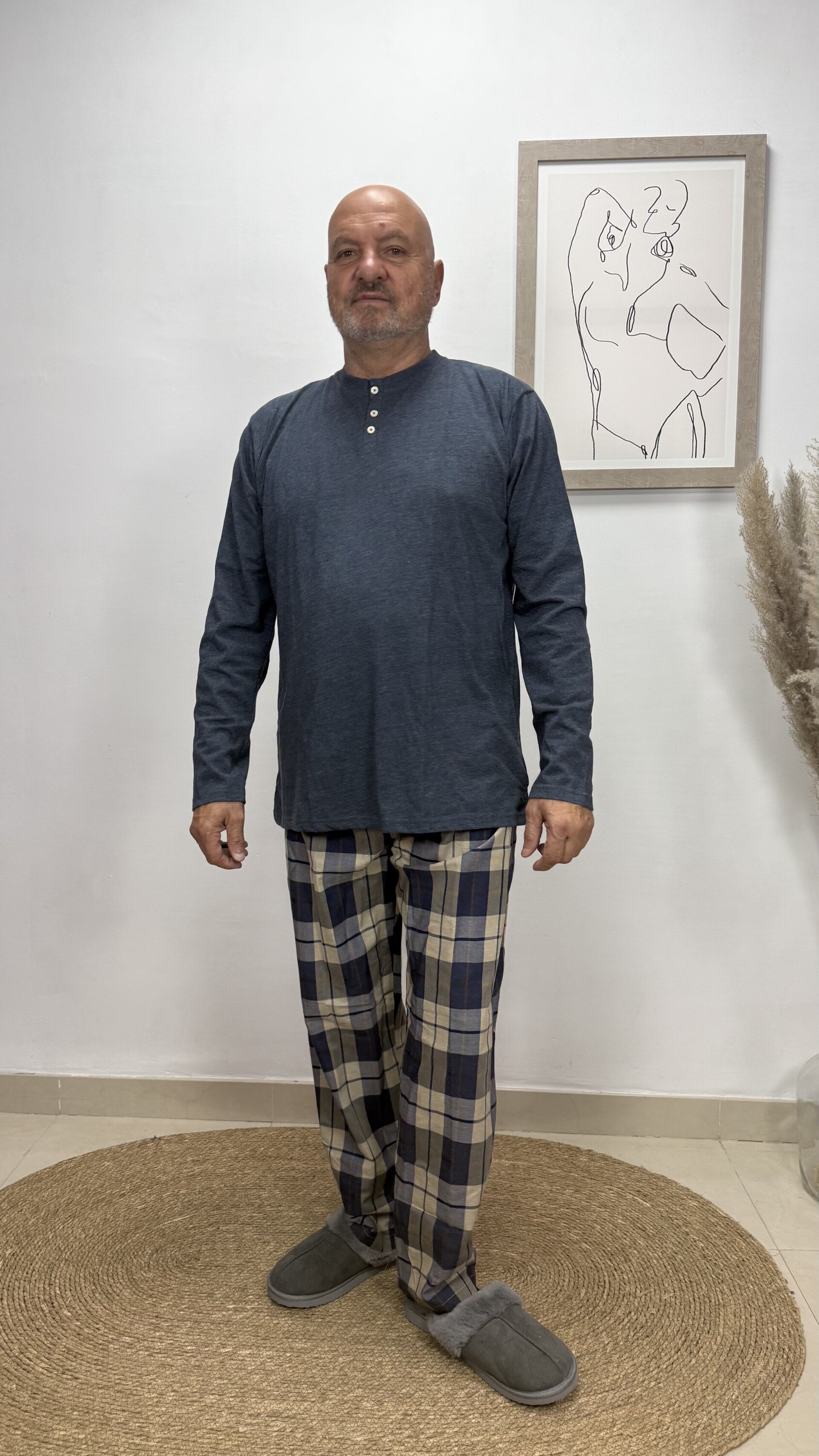 Pijama Azul Carlos Córdoba Cuadros Hombre - 1