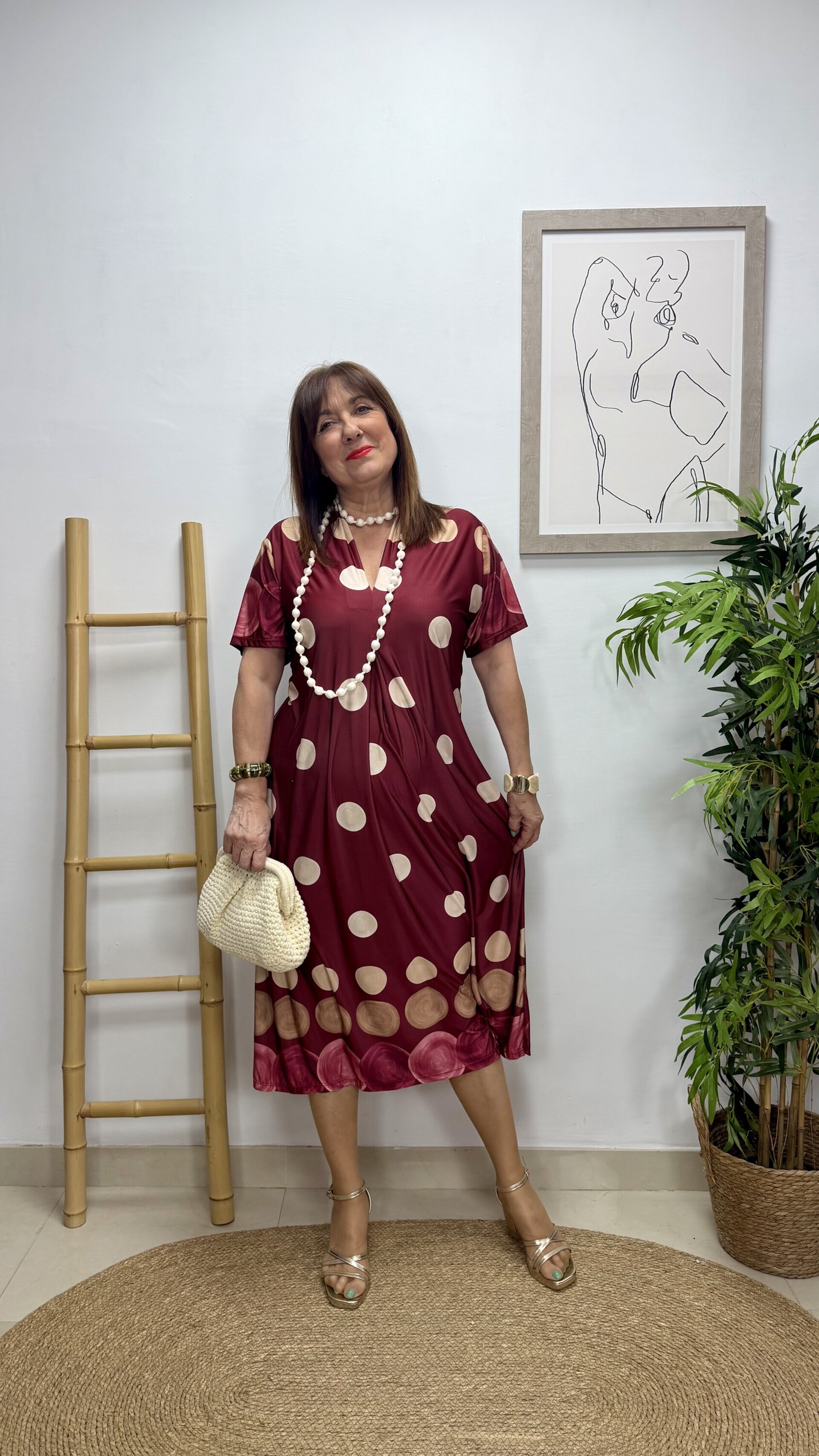 Vestido Lunar Cenefa Burdeos - 2