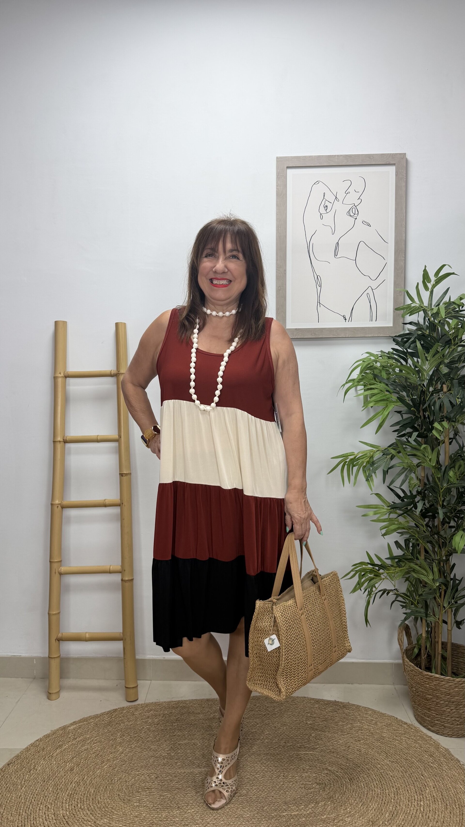Vestido Corto Volante Tricolor - 2