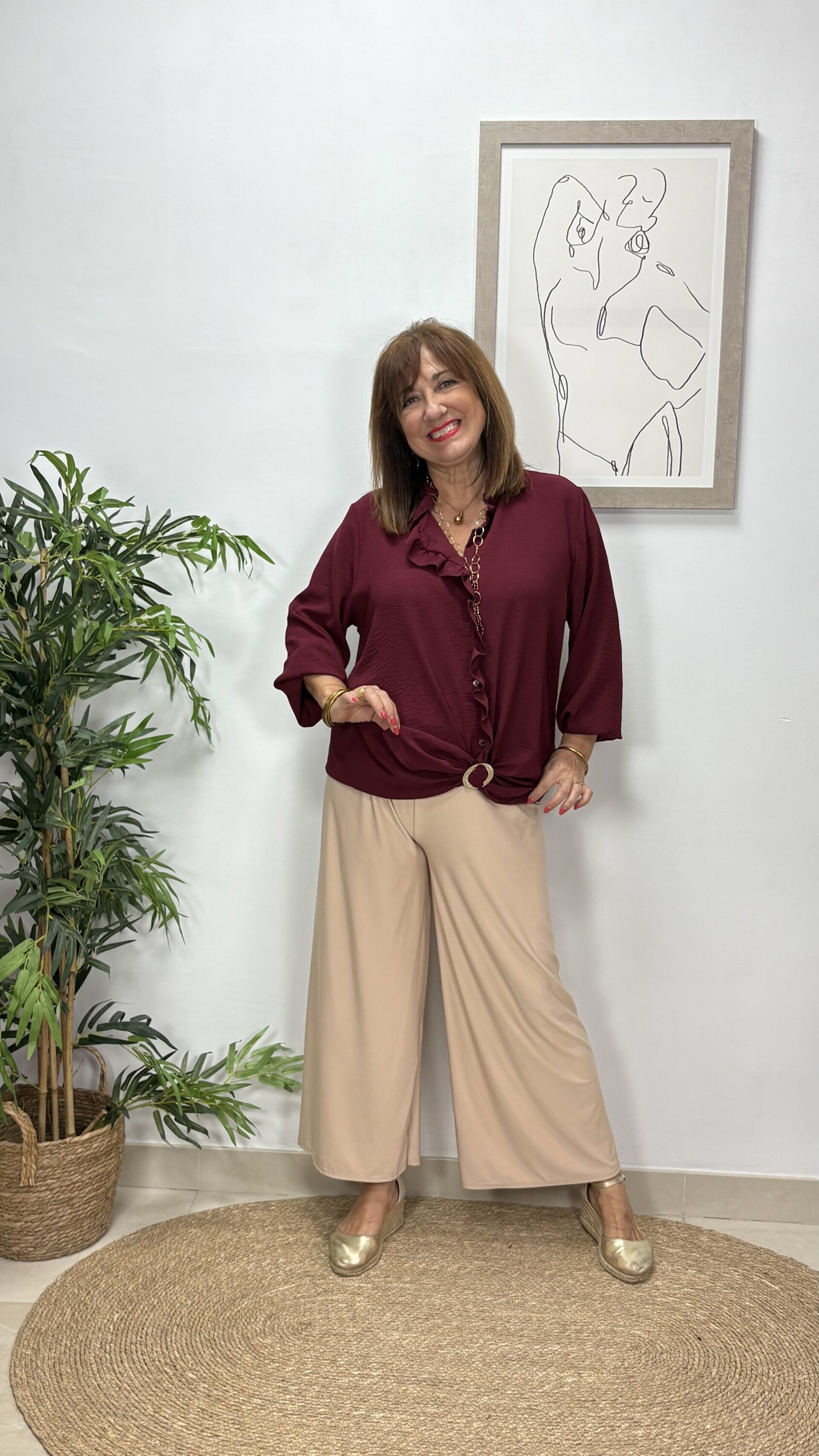 Camisa Volante Burdeos - 1