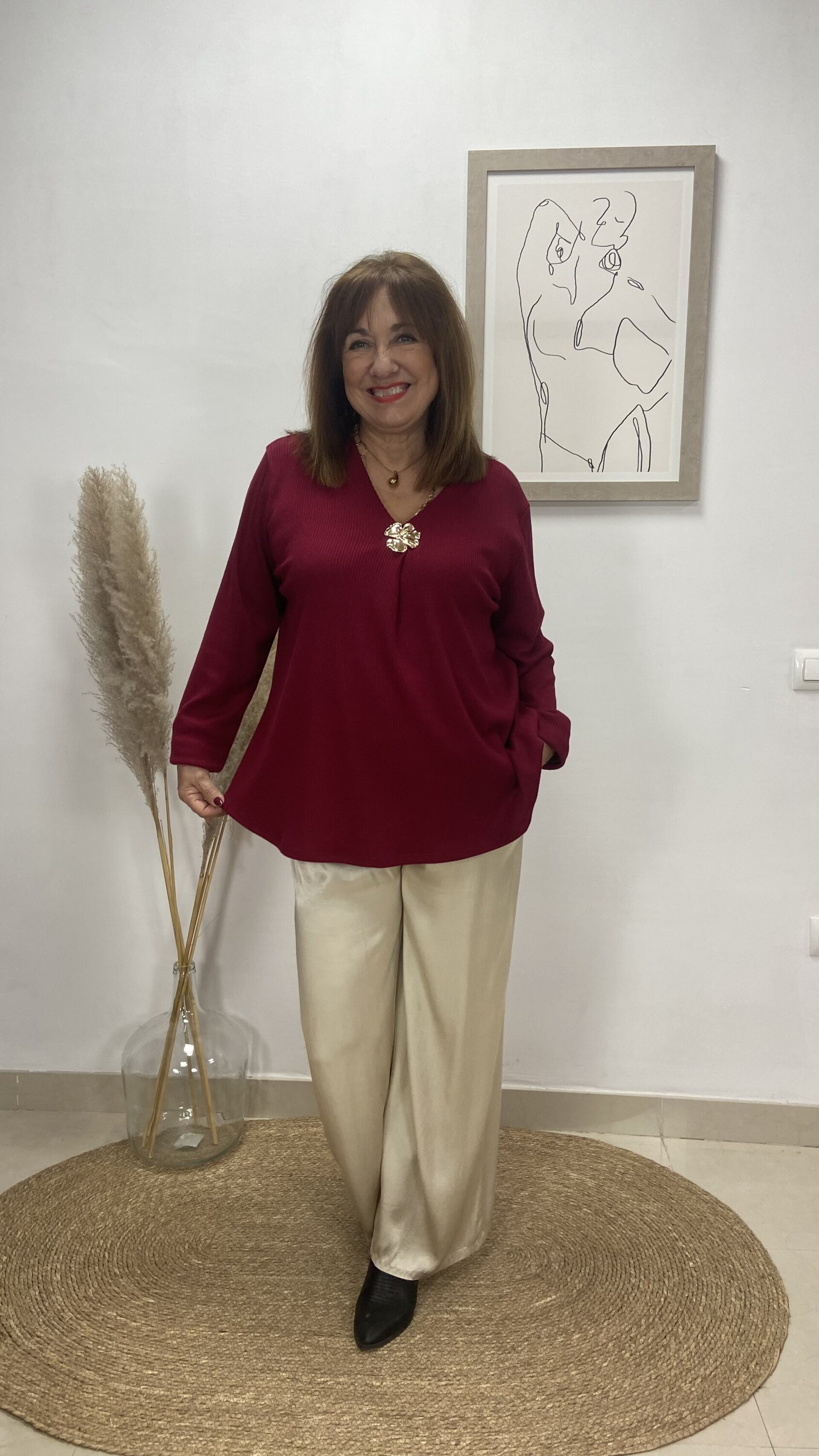 Jersey Flor Burdeos - 2