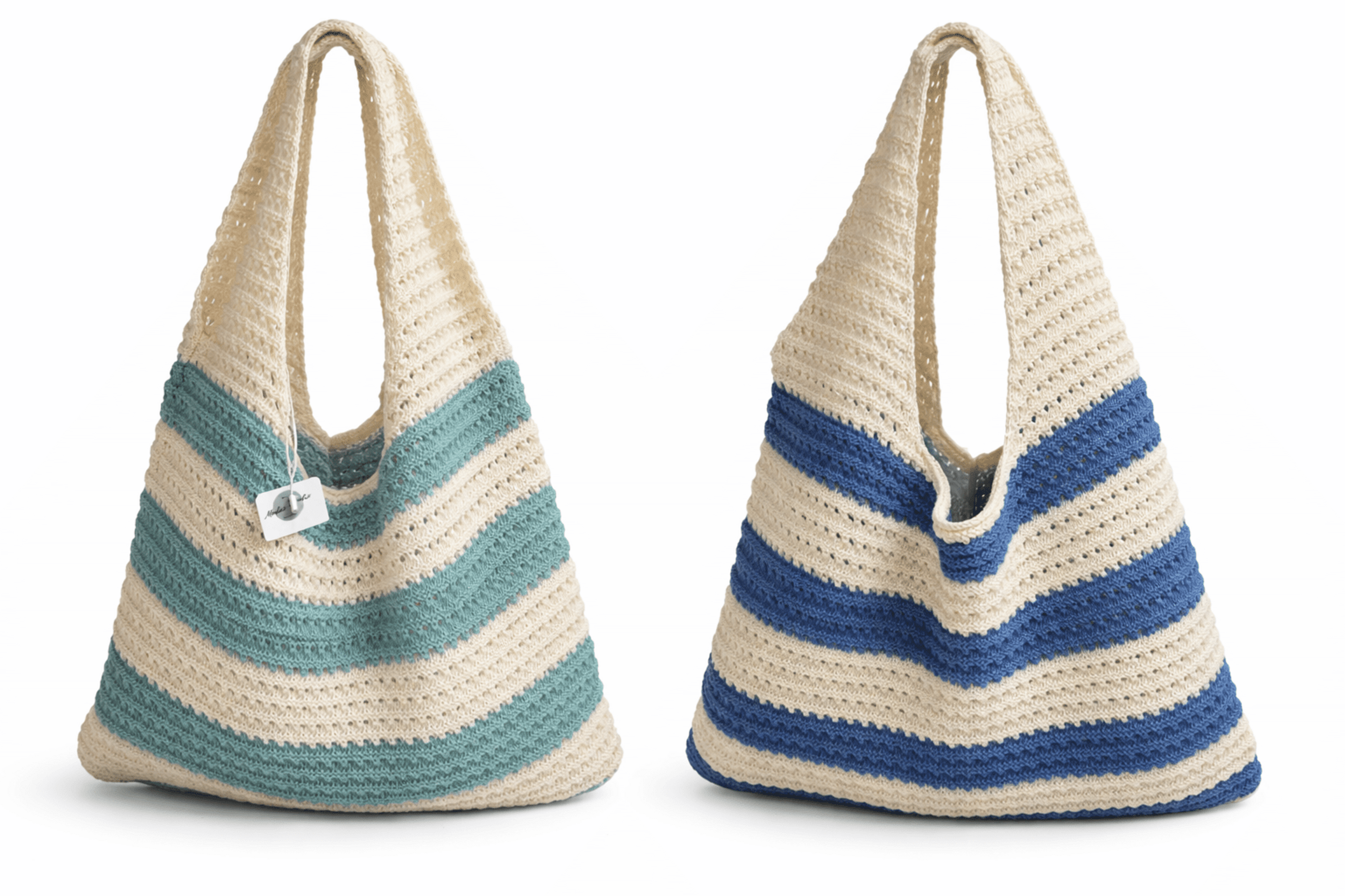 Bolso Croché Azul Rayas - 2