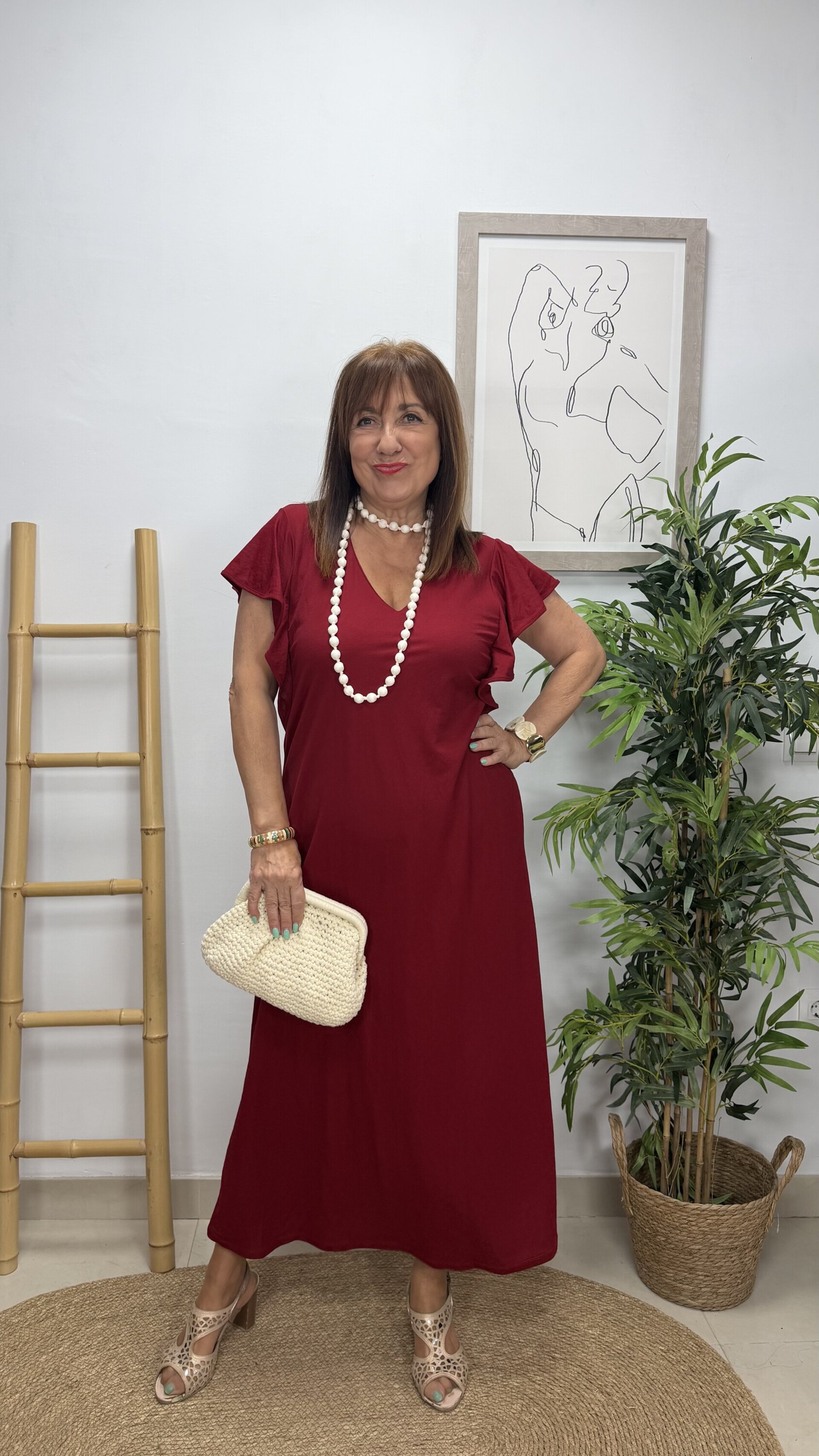 Vestido Carlota Volante Burdeos - 1
