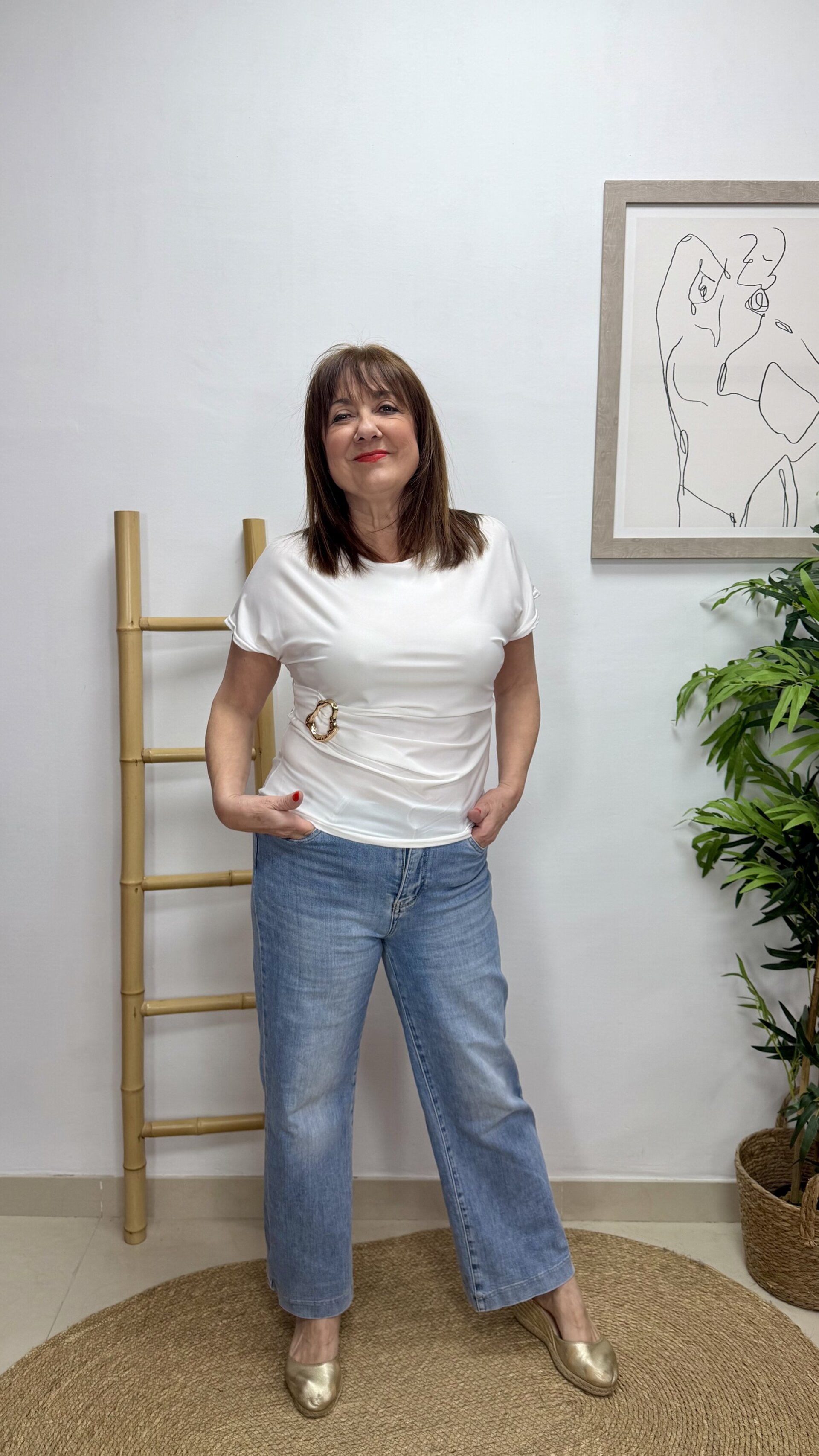 Blusa Hebilla Licra Blanca - 1