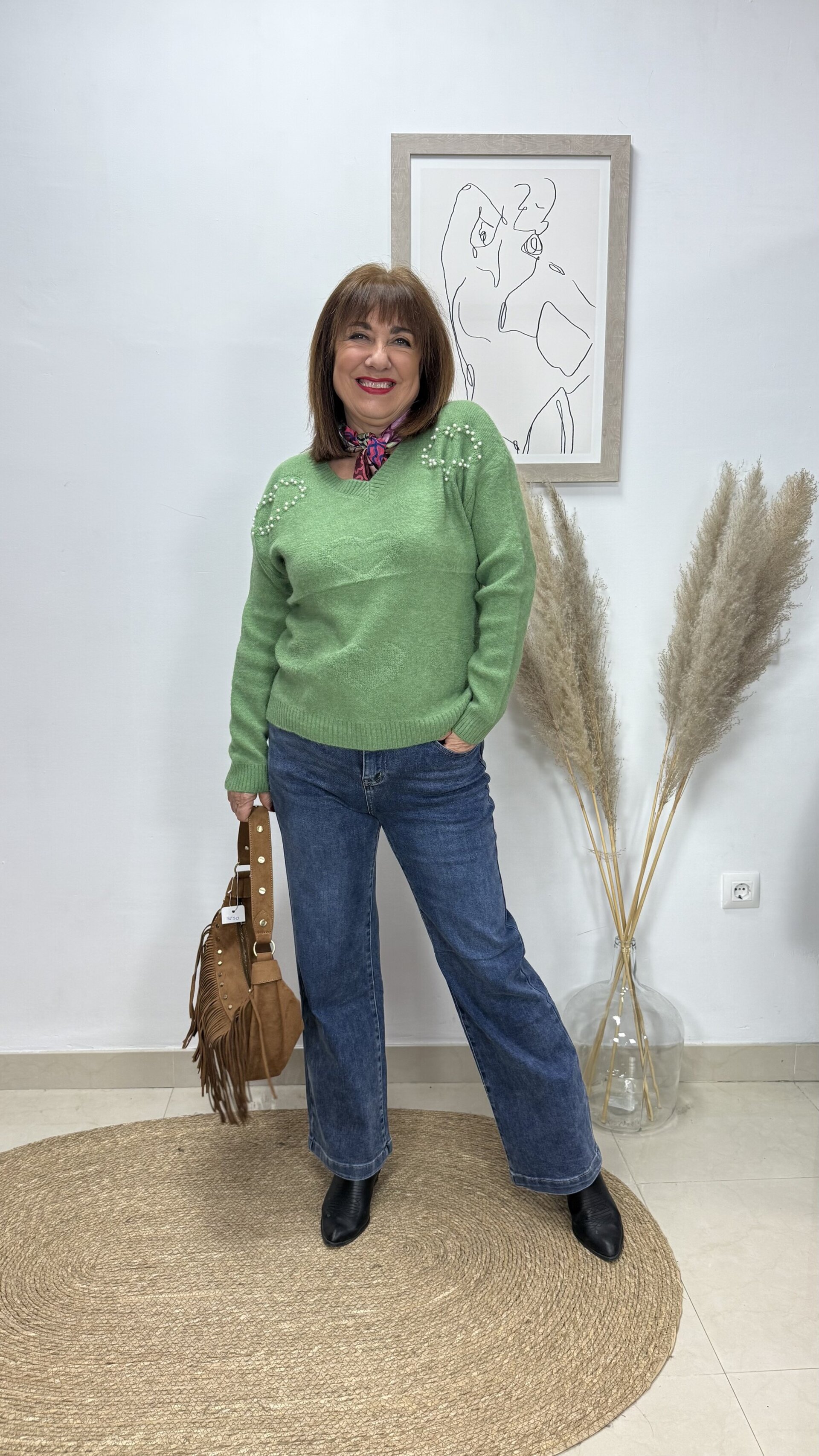 Jersey Corazón Perlas Verde - 2