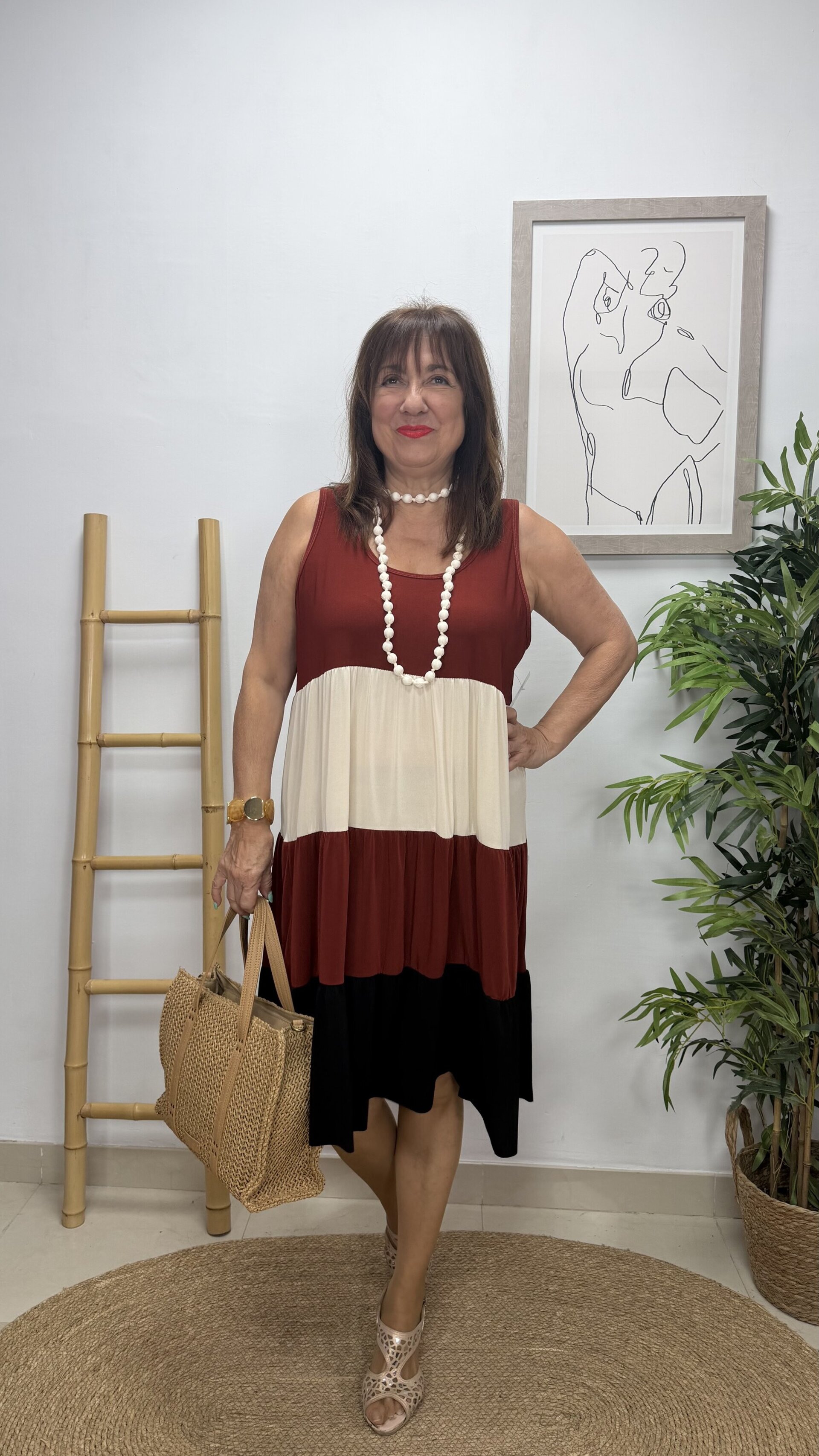 Vestido Corto Volante Tricolor - 1
