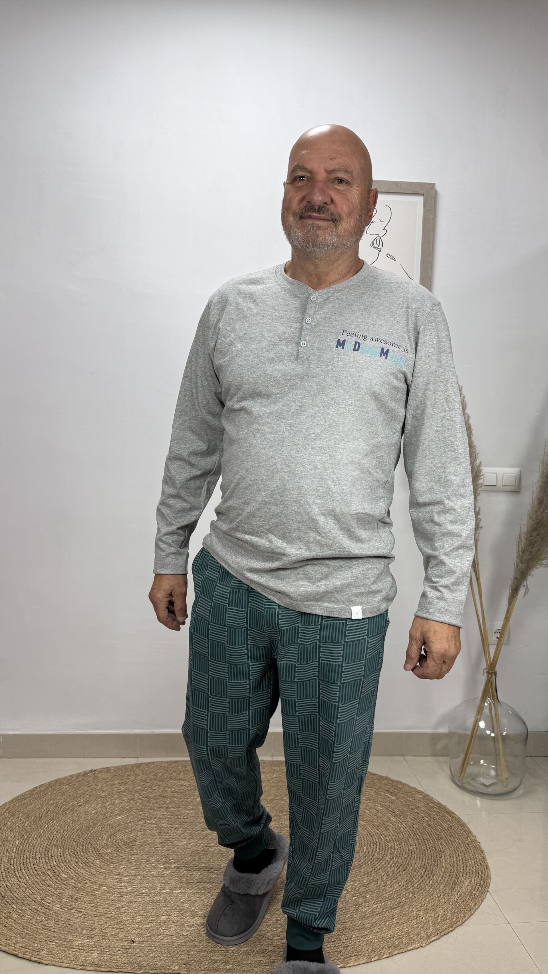 Pijama Hombre Gris / Azul - 3