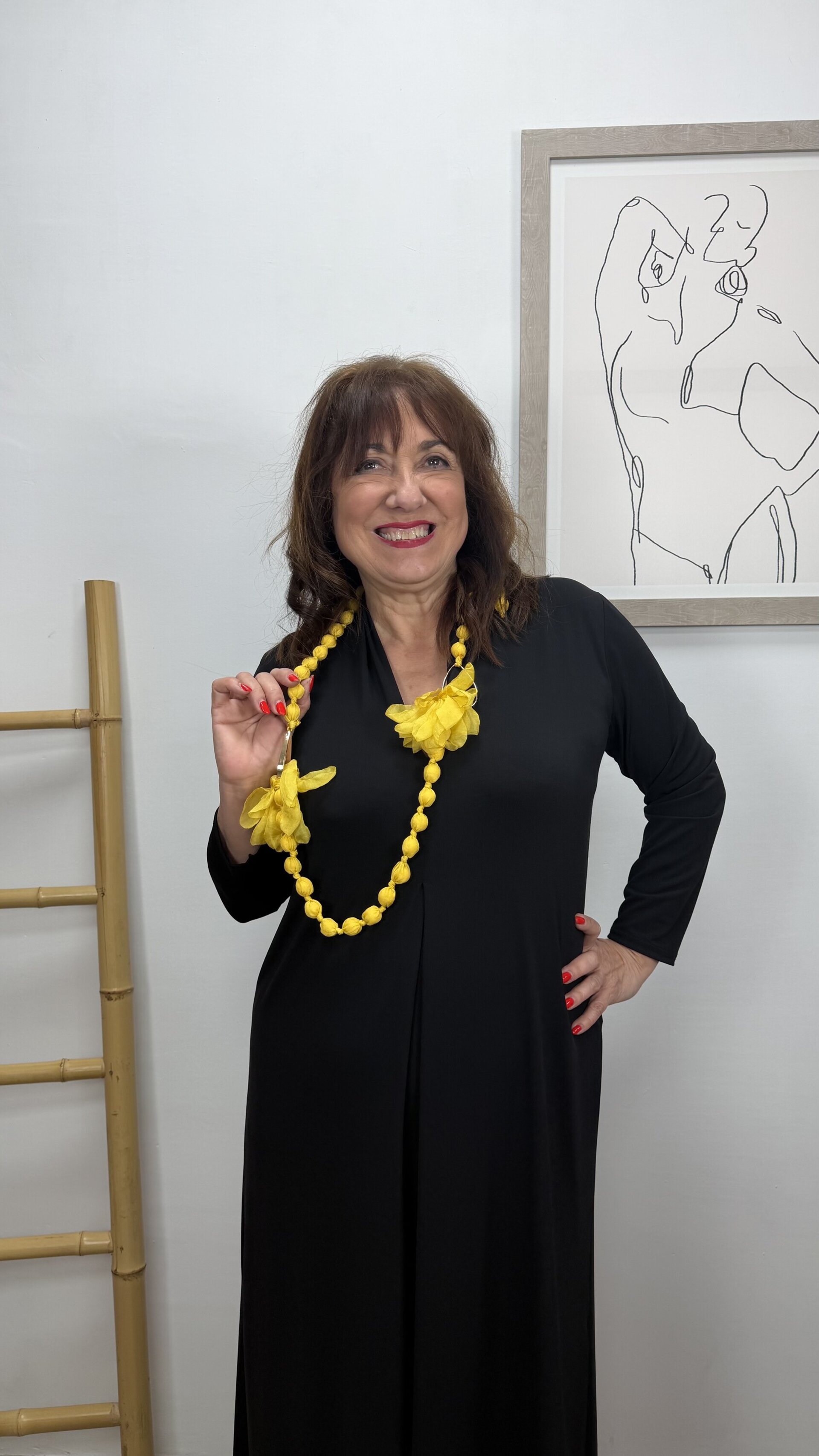 Collar Flor Argolla Dorada Amarillo - 1