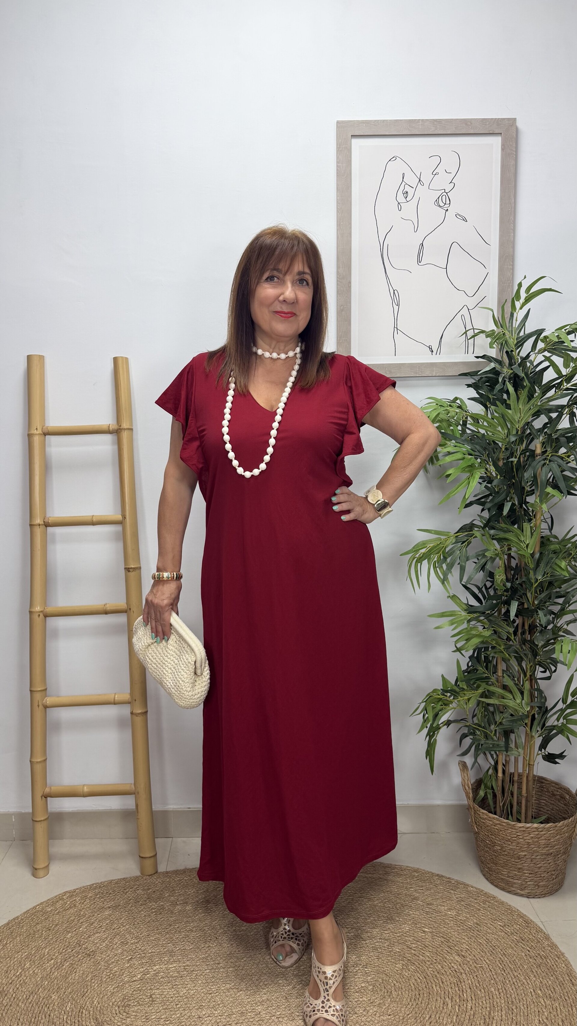 Vestido Carlota Volante Burdeos - 2