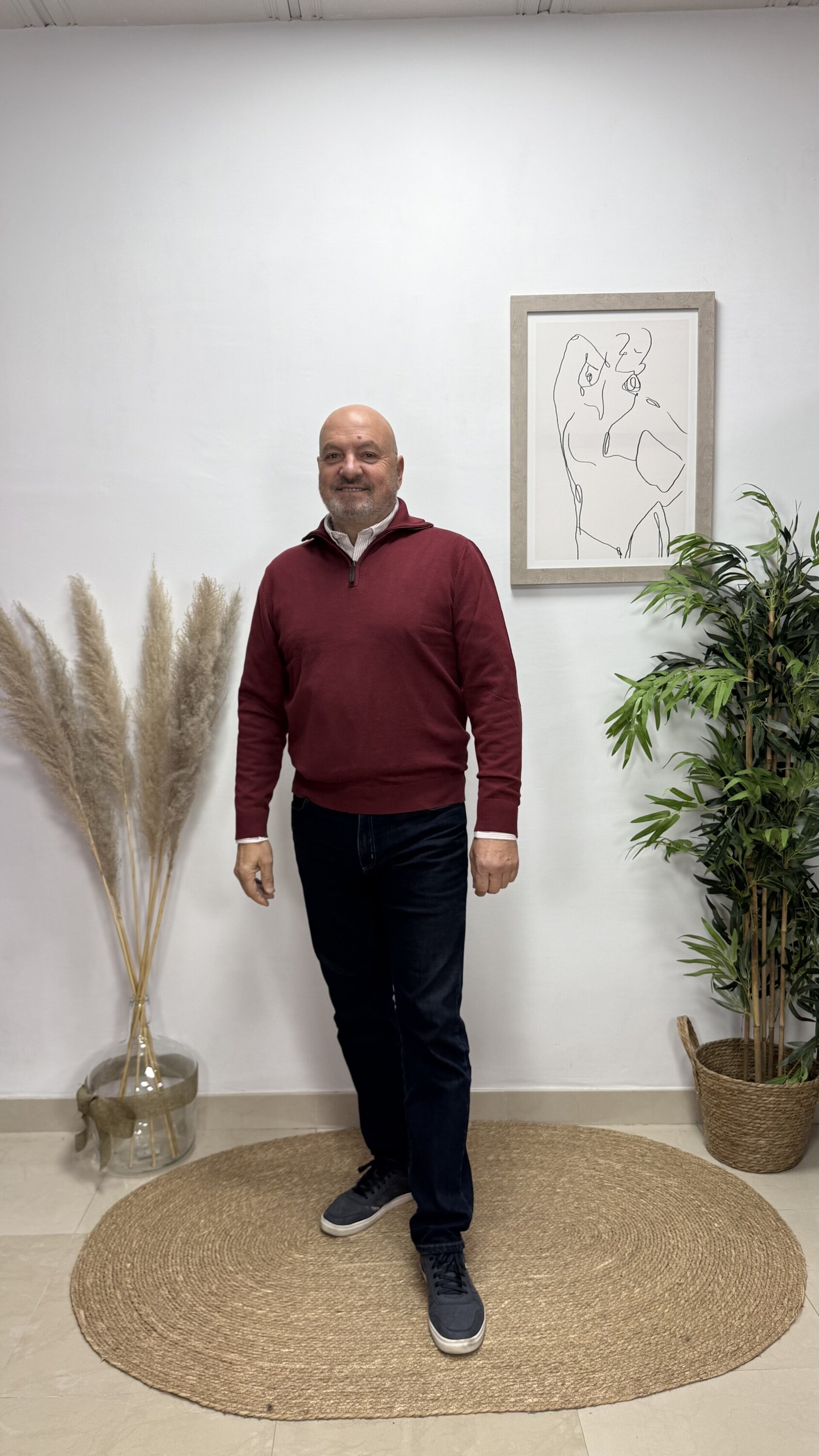 Jersey Media Cremallera - Burdeos - 1