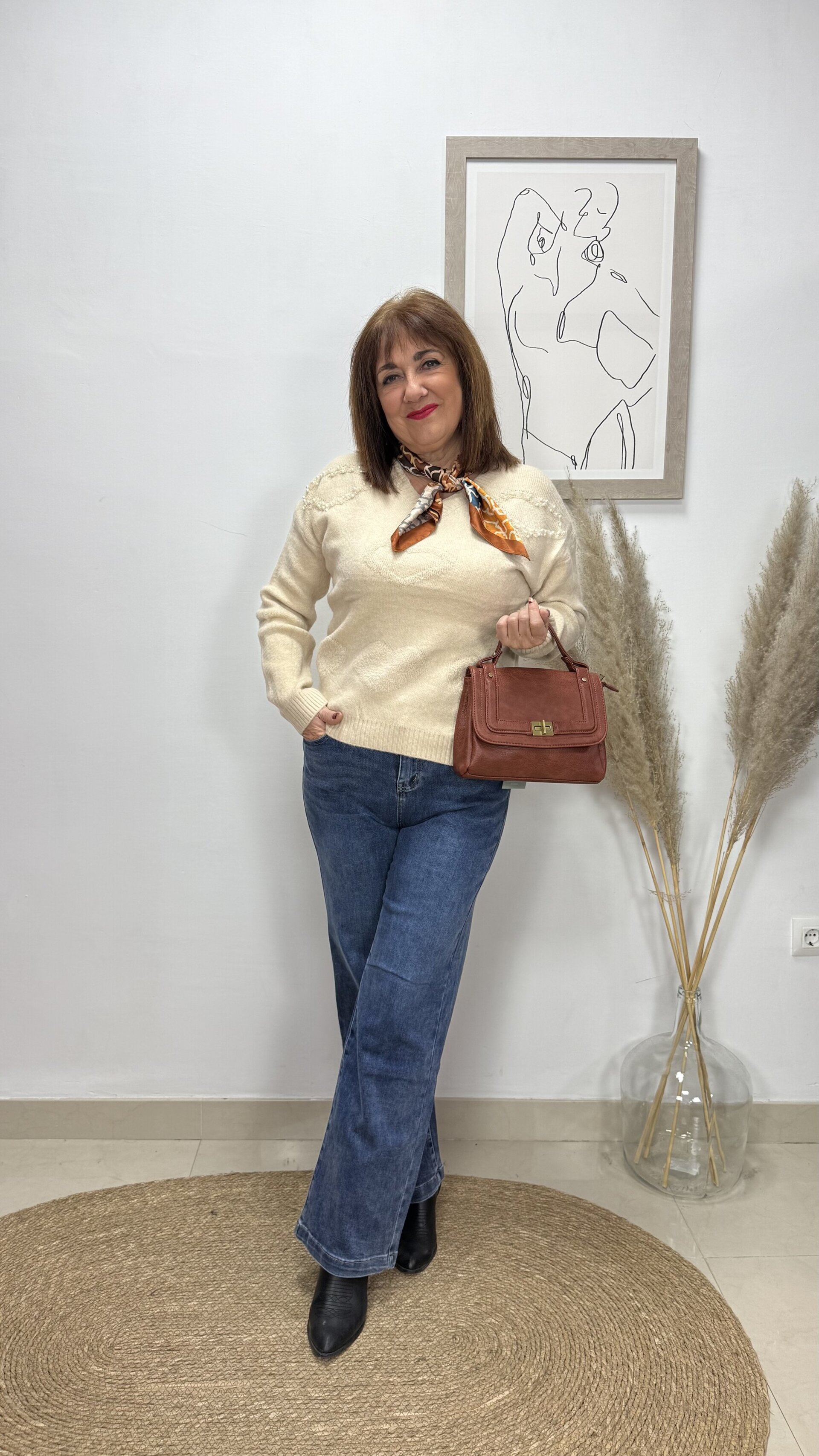 Jersey Corazón Perlas Beige - 4