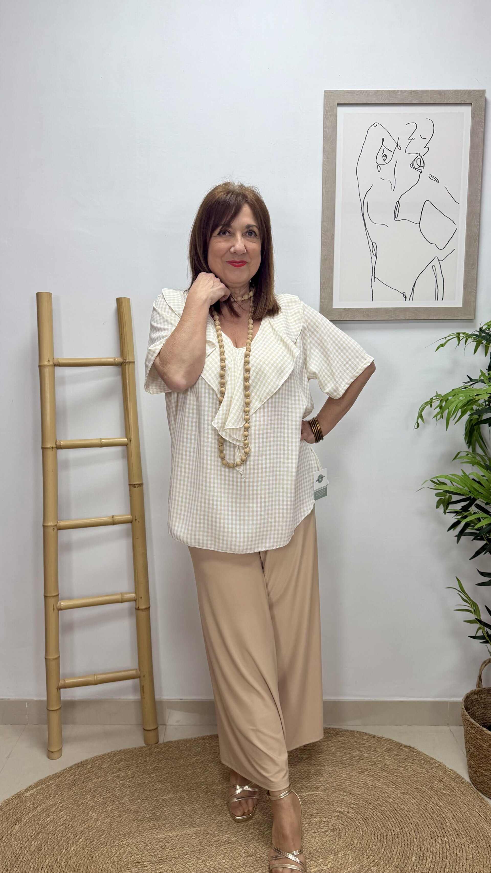 Blusa Vichy Camel - 1