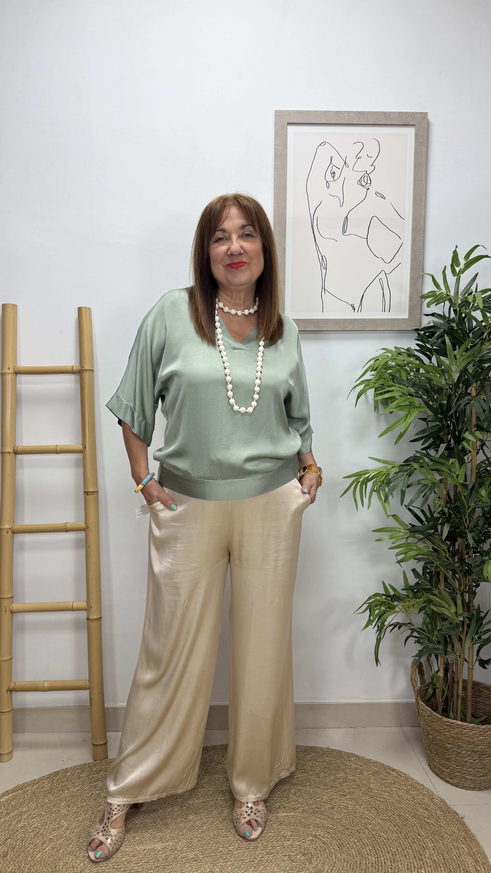 Blusa Satén Aurora Aguamarina - 1