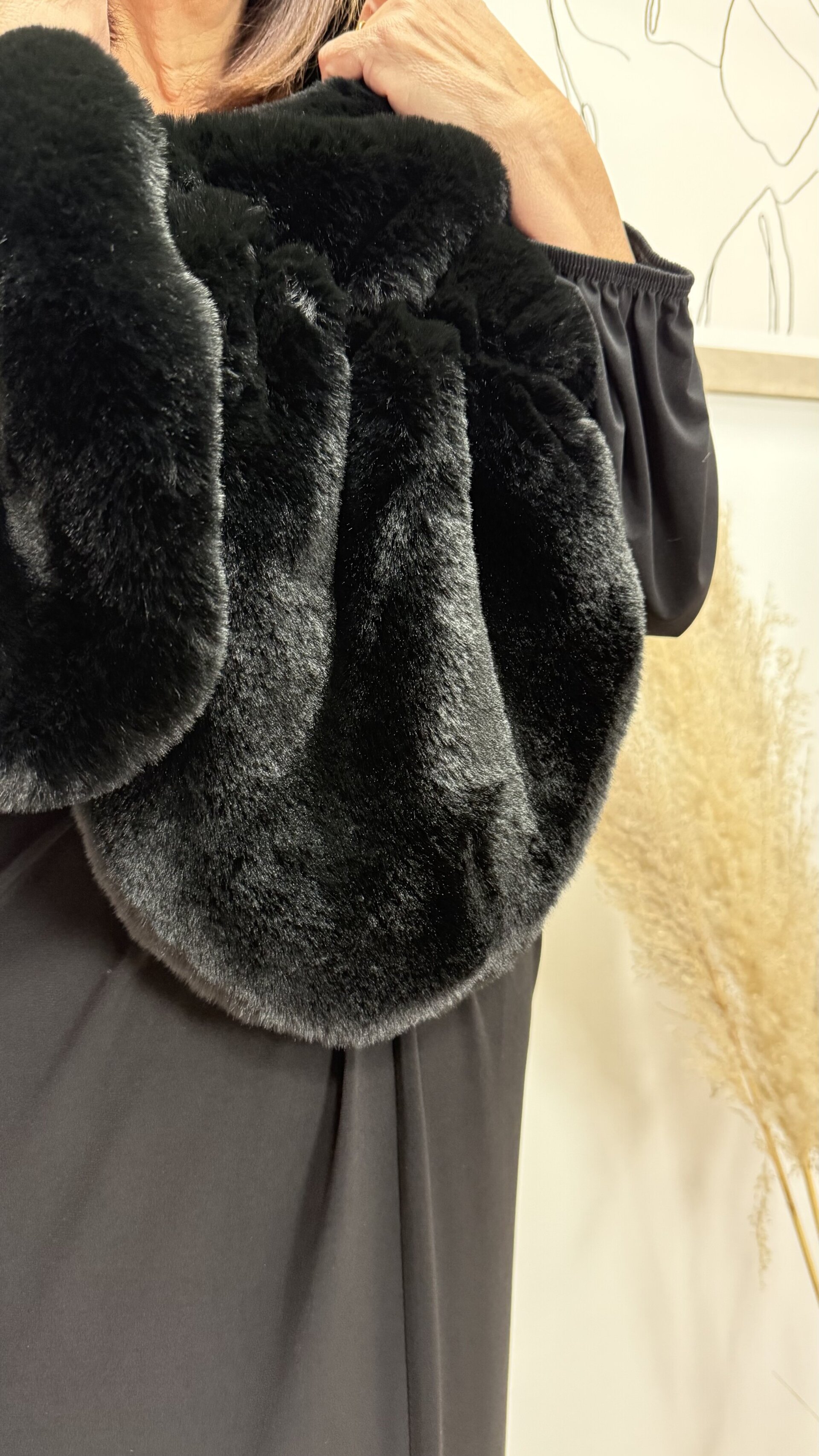 Estola de Pelo Antideslizante Negro - 2