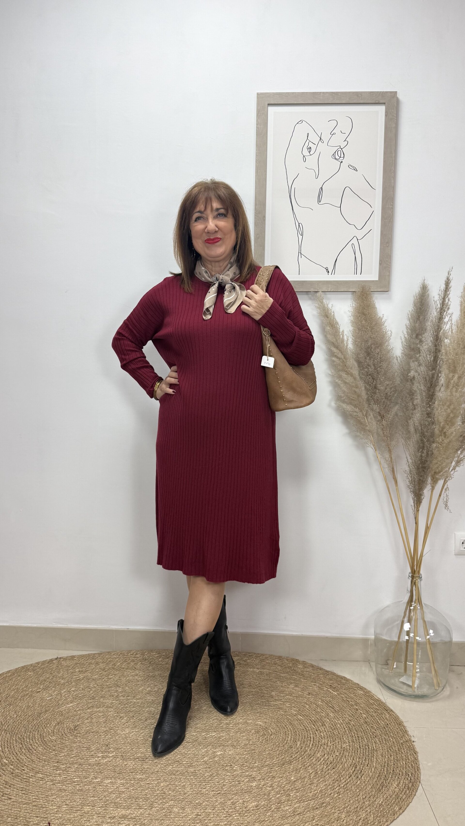 Vestido Punto Liso Canalé Burdeos - 2