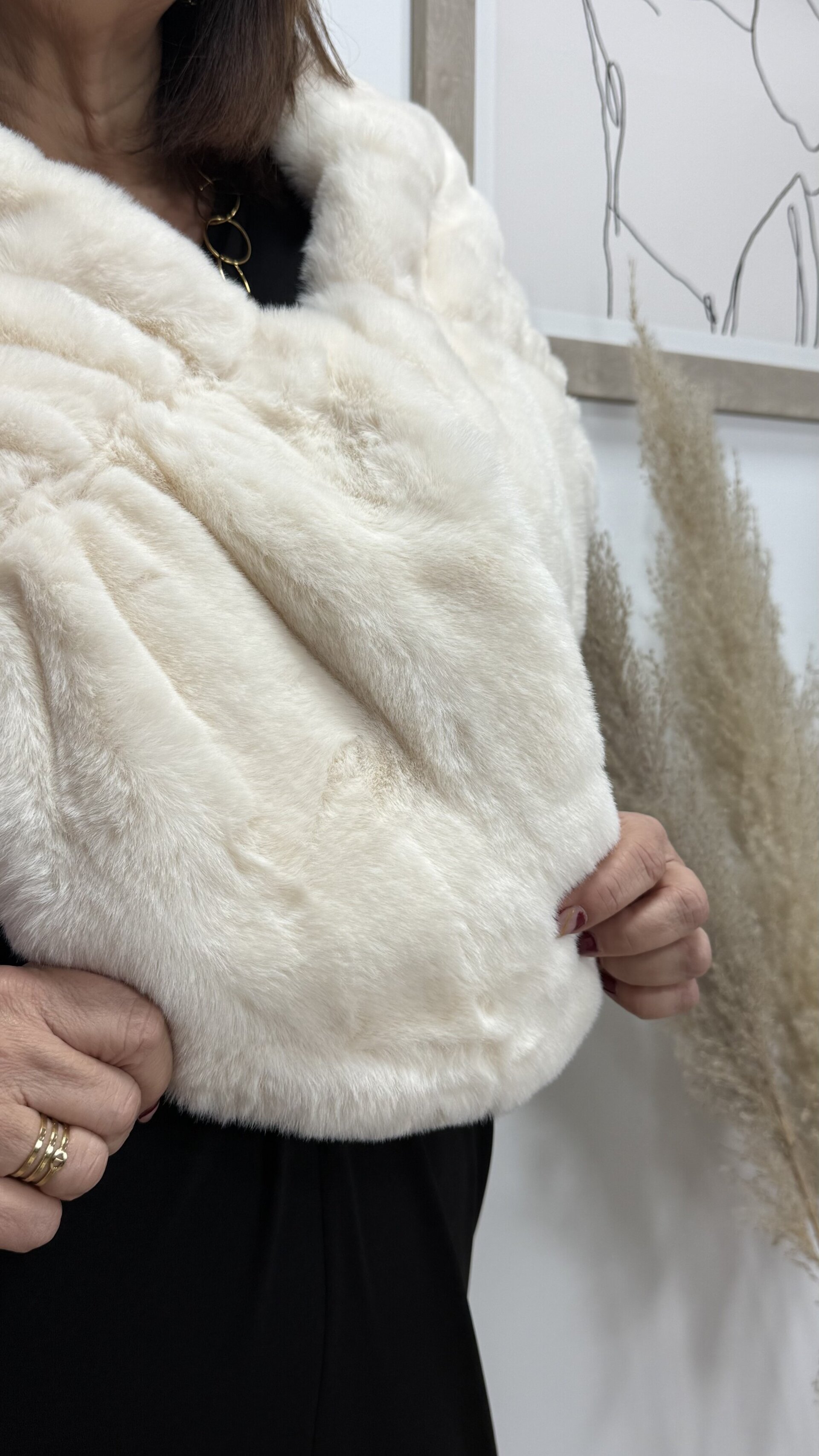 Estola de Pelo Antideslizante Blanco Roto - 3